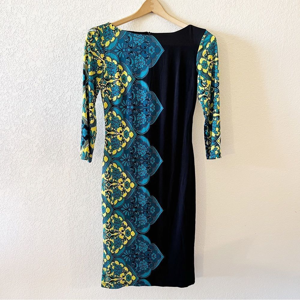 FRANK LYMAN Dress size 2 Black/multi Stretch 3/4 Sleeved Evening Bodycon